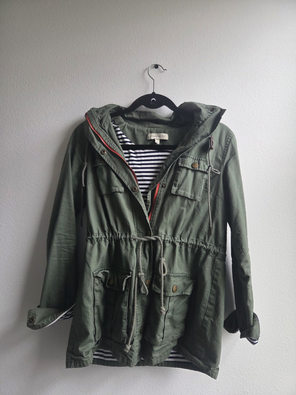 Olive Utility Anorak Jacket with Hood